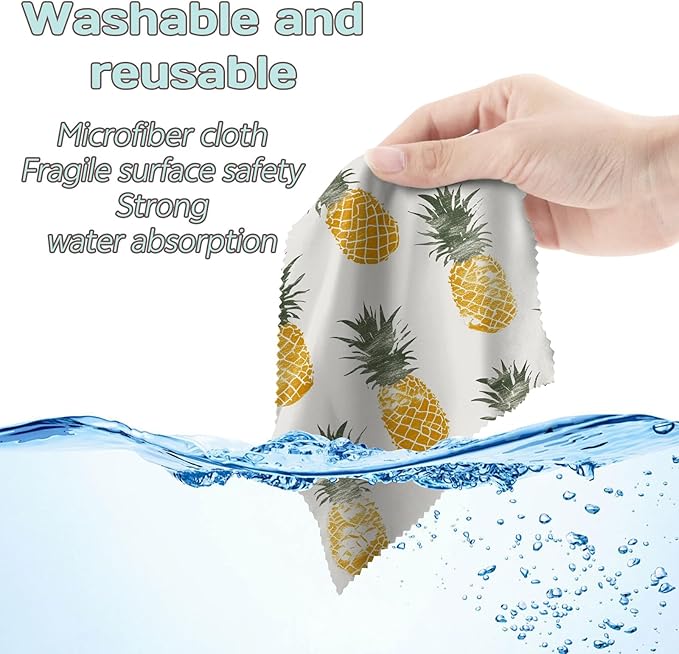 6 PCS Glasses Cleaning Cloth Eyeglass Lens Microfiber Cleaning Cloth Reusable Phone Screens Camera Cute Aesthetic Women Girls(6.3"x6.3")-Fruit Flowers
