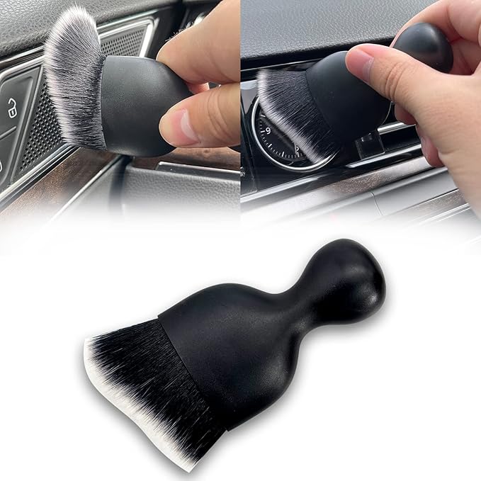 Car Interior Detailing Brush, Ultra Soft Non-Scratch Dust Brush, Car Interior Cleaning Tool for Cleaning Panels, Air Vent, Leather (Black & White)