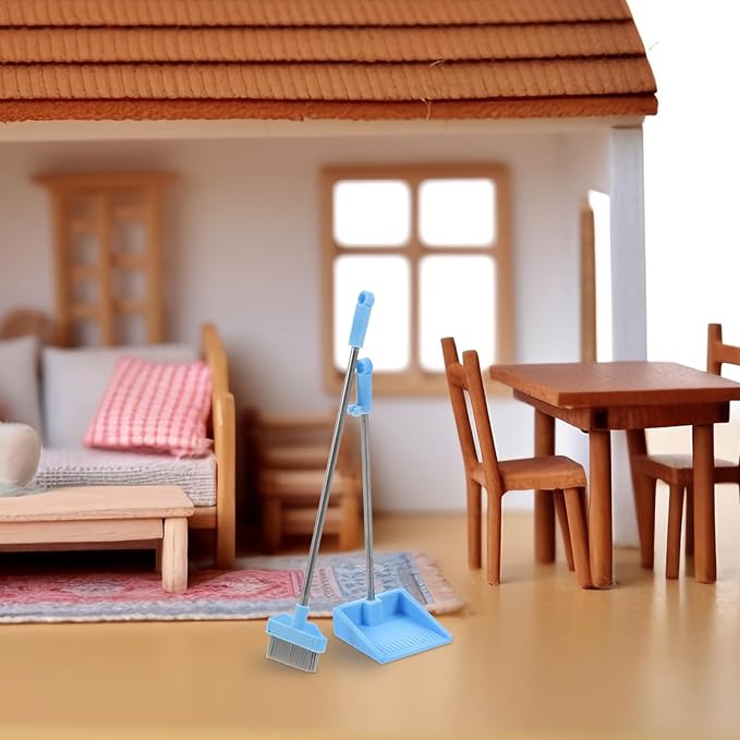 VOSAREA 1 Set Mini Cleaning Supplies Mini Dustpan and Broom Simulated Housekeeping Tools for Dollhouse Decoration and Playhouse Accessories
