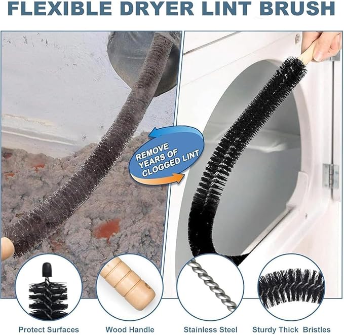 New Dryer Vent Cleaning Kit for Vacuum, Universal Dryer Lint Vacuum Attachment with Long Flexible Hose & Brush, Dryer Lint Vac Attachment for Quick Lint Removal, for Most Vacuum Cleaners (1PC)