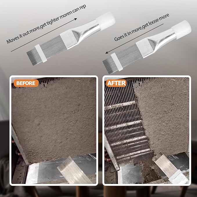 2 pcs Air Conditioner Fin Comb Cleaner Kit AC Coil Cleaning Brush Condenser Fin Straightener, AC Evaporator Comb Radiator Repair Clean Tool