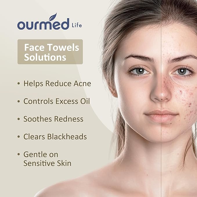 Ourmed Life Disposable Face Towel | 150 Count Lint-Free Biodegradable Clean Towels | Dry Makeup Remover Wipes | Super Soft & Thick for Sensitive Skin | 10-Inch X 12-Inch Extra Large Size | Pack of 3