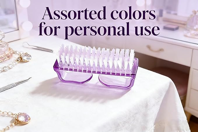 6-Pack Nail & Toe Scrub Brushes - Oversized Grip for Home & Travel, Assorted Colors for Personal Hygiene
