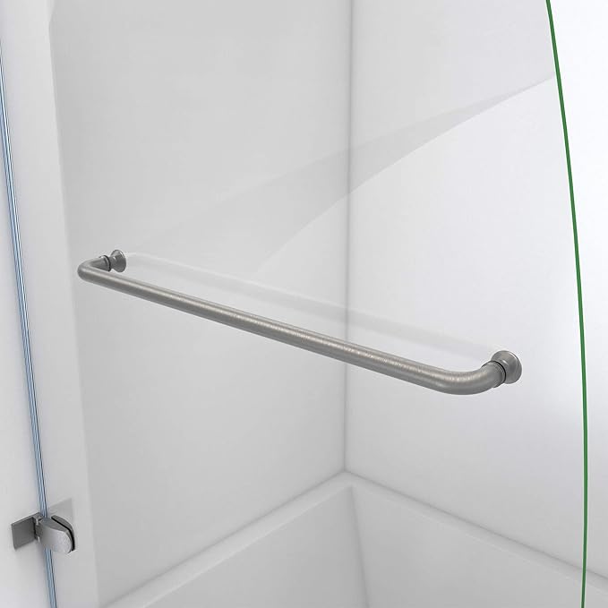 DreamLine Aqua Uno 34 in. W x 58 in. H Frameless Hinged Tub Door in Brushed Nickel, SHDR-3534586-04