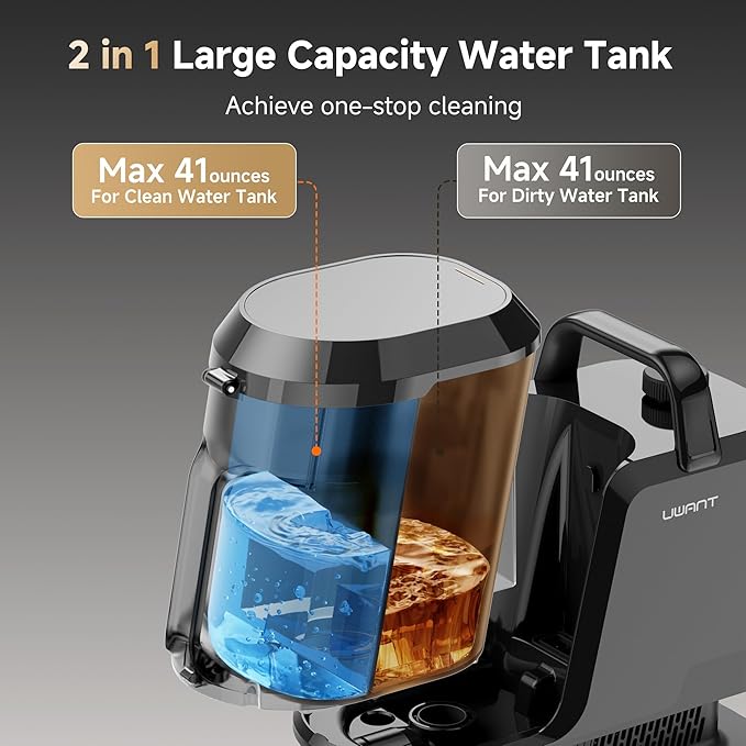 uwant Carpet Cleaner Machine with Steam&Hot&Cold Water System 18Kpa Powerful Suction Upholstery Cleaner Machine with Textile Cleaner for Pets, Carpet Steam Cleaner with Specialty Tools for Cars