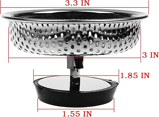 Pack of 2 Kitchen Sink Drain Strainer Basket and Stopper