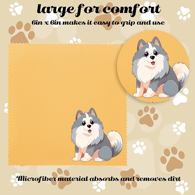 Breling 24 Pack Microfiber Cleaning Cloth Cute Animal Eyeglass Clean Cloths Lens Wipes for Glasses Sunglasses Lens Camera Cell Phone Screens 6" x 6" in(Dog)