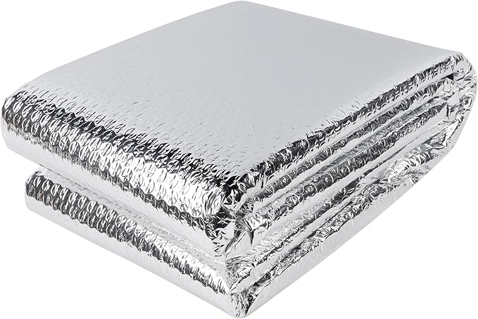 winemana Window Insulation Roll, 24IN x 10FT Reflective Heat Shield Bubble Film, Double-Sided Aluminum Foil Insulation, Weatherproof Garage Door Cover for Windows, RV, Basement, Winter & Summer
