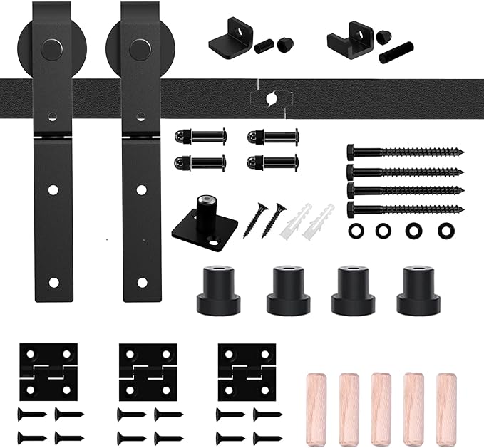 40" Bi-Folding Sliding Barn Door Hardware Track Kit,Smoothly&Quietly,Side Mounted Black Roller,Easy Install,Door Not Included [Fit Double 18" Bifold Doors]