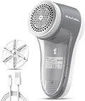 BEAUTURAL Fabric Shaver, Rechargeable Lint Remover for Clothes, Electric Lint Shaver with 6-Leaf Blades, Sweater Shavers to Fuzz, Lint Balls, Pillings, Bobbles for Clothes and Furniture