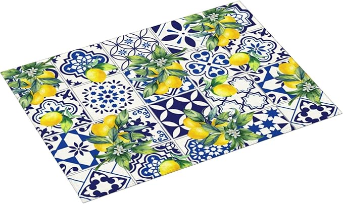 Lemon Mexican Tilt Dish Drying Mat For Kitchen Counter Absorbent Large Kitchen Fast Dry Pad Reusable Washable Protector Rack Large Mat 18 X 24