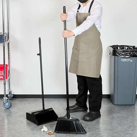 Restaurantware-BROOM HANDLE ONLY: Clean Tek Professional 48 Inch Threaded Broom Handle, 1 Angled Stick - Head Sold Separately, Ergonomic, Black Steel For Cleaning