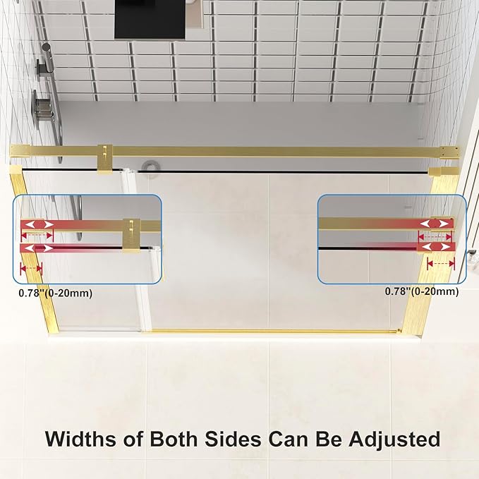 Bathbliss Framed Pivot Shower Door, Glass Shower Door in Brushed Gold, 46.5" to 48" W x 72" H, 5/16" Tempered Glass, Reversible Installation, Easy Setup