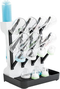 SuoXing Baby Bottle Drying Rack Space Saving,Countertop Vertical Bottle Rack Dryer and Holder for Baby,Large Baby Bottle Station Organizer and Stand for Brushes,Pacifiers,Breast Pump,Dish,Black