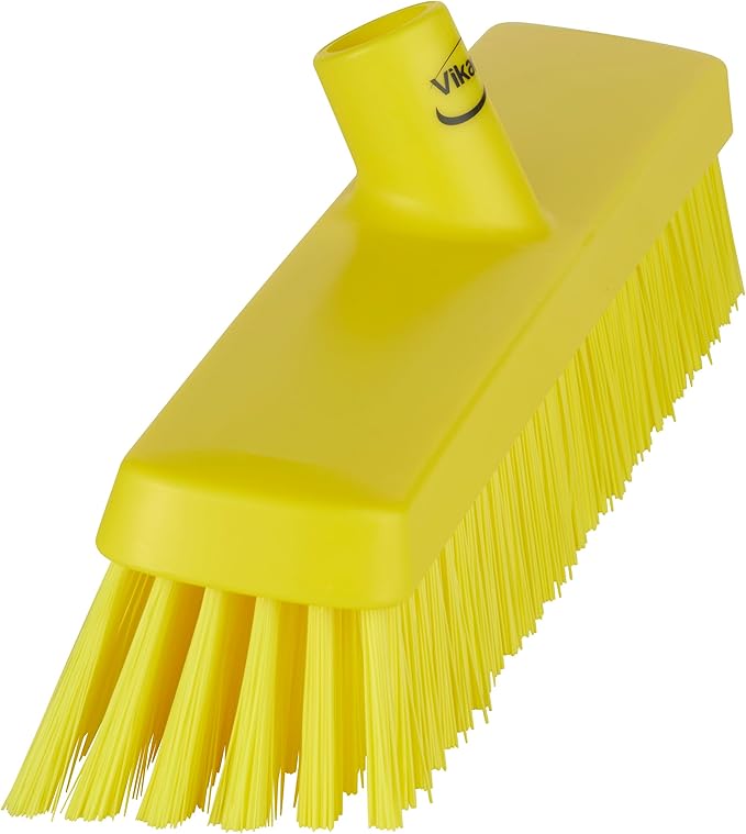 Vikan 31756 16" Heavy-Duty Push Broom, Soft/Stiff, Yellow