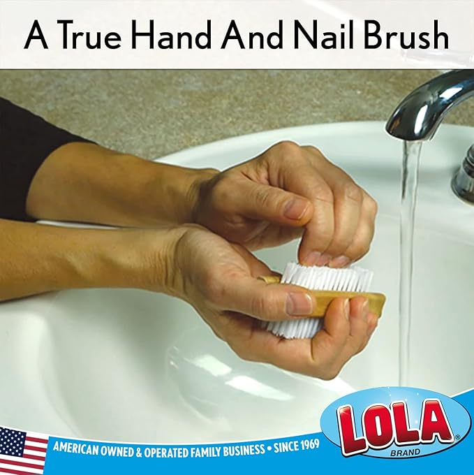 LOLA Classic Hand & Nail Wood Brush, 300 Pack, Heavy Duty 2 Sided Soft & Stiff Bristles, Cleans Hands, Fingernails, Feet & Toenails