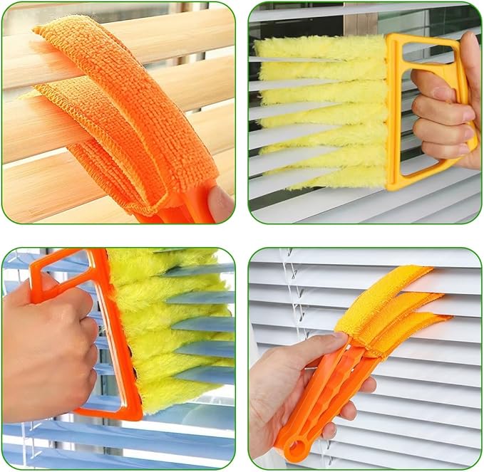 4 PCS Blind Cleaner Duster Tool, Window Venetian Hand-held 7 Finger Dusting Cleaner Brush, Blinds Cleaning Brush Tool for Window Shutters Air Conditioner, Car Accessories
