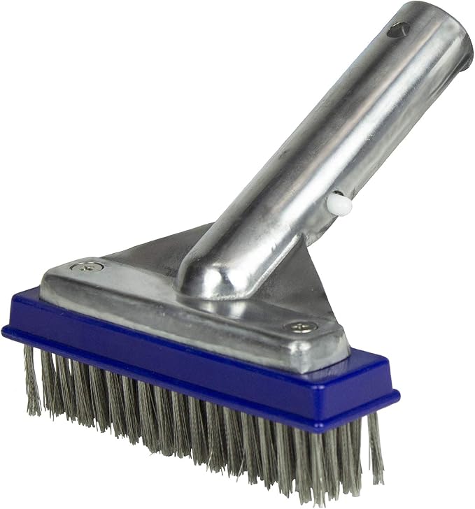 Poolmaster 20178 5-Inch Aluminum-Back Swimming Pool Algae Brush with Stainless Steel Bristles, Classic Collection