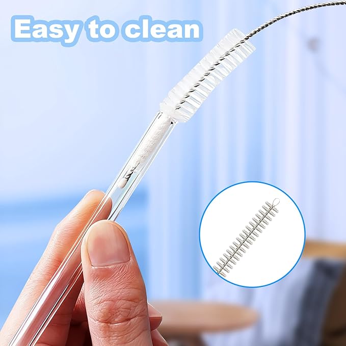 6Pcs Straw Cleaner Brush, 3-Size Extra Long Drinking Straw Cleaning Brush for Stanley Mug 40oz 30oz 20oz 14oz, 10mm Wide Straw Cleaner Brush for Water Bottle, Glass Silicone Metal Straws and Tubes