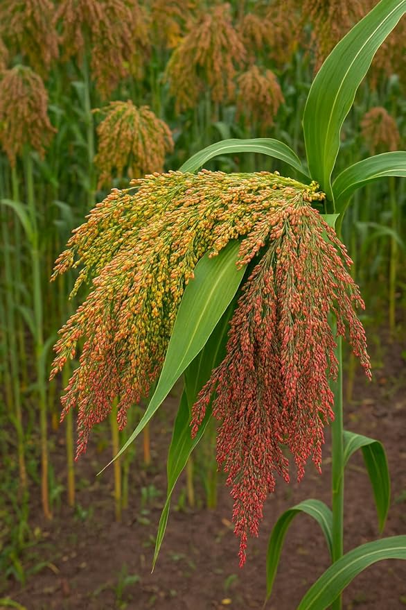 100+ Broom Corn Seeds Mix – Heirloom Sorghum Seeds, Multi-Color Tassel Heads (Red, Gold, Green, Burgundy, Brown) – Decorative Fall Straw, Crafts & Floral Arrangements – Easy to Grow Garden Seeds