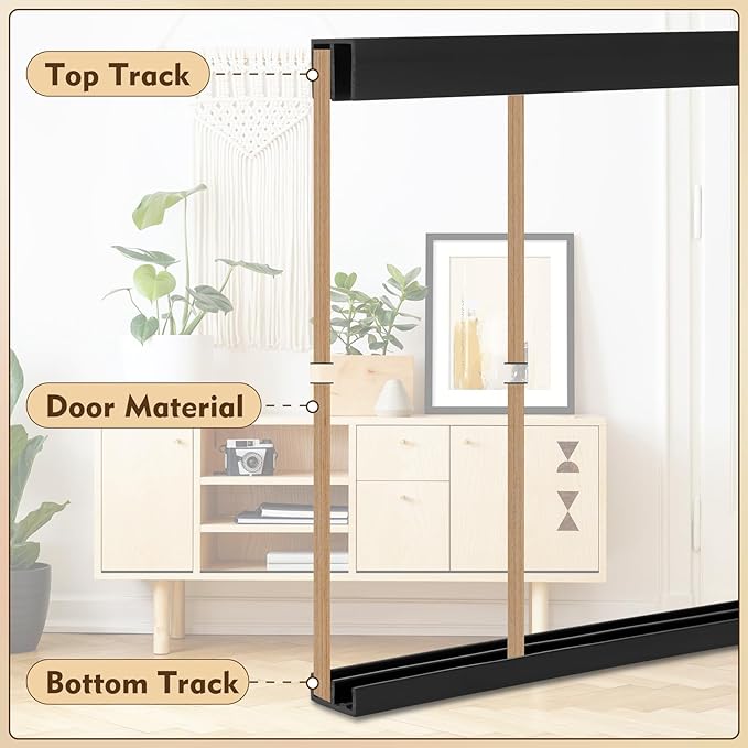 Fancat 4 Sets Plastic Sliding Door Track, 1/4" Thick Panels Glass Cabinet Sliding Door Track, PVC Durable Low Noise Window Track, 4 ft Long, Easy Installation