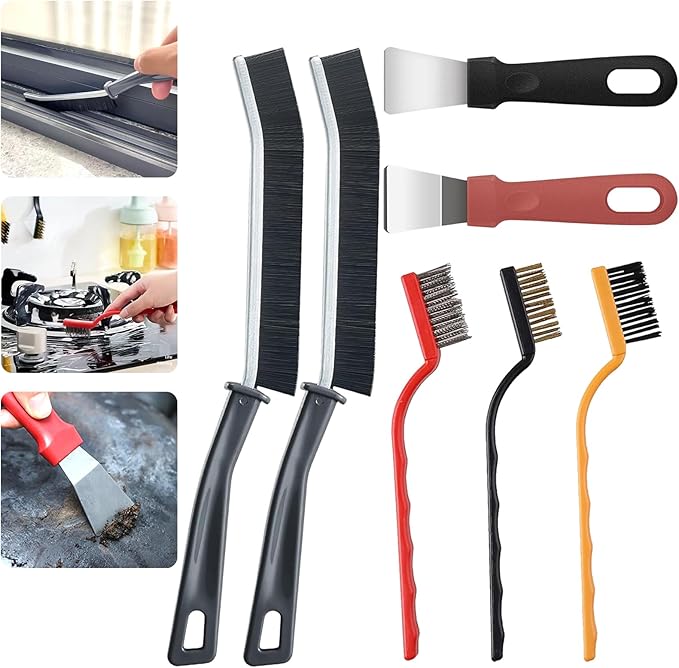 Hard Bristle Crevice Cleaning Brush 7pcs Multifunctional Crevice Gap Cleaning Brush Tools for Household Hand-held Groove Gap Cleaning Tools for Kitchen Bathroom Cleaning Brushes Kit