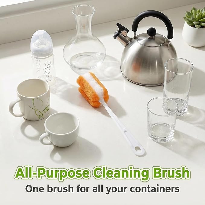 3PCS Soft Hanging Sponge Cleaning Brush Cleaner with Long Handle Cup Feeding Bottle Scrubber Washing Brushes for Coffee Glasses Pot Milk Cup Mugs Winebottle Baby Bottles(Color Random)