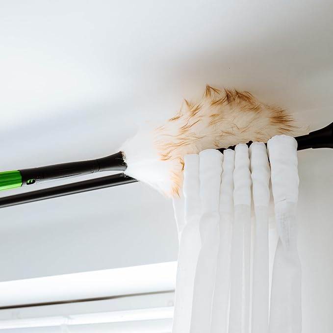 Unger Commercial StarDuster Lambswool Duster with Telescopic Handle - Extends 30 to 60" for High-Reach Dusting - Flexible, Chemical-Free Cleaning Tool for Ceilings, Vents & Fixtures - LWDUR