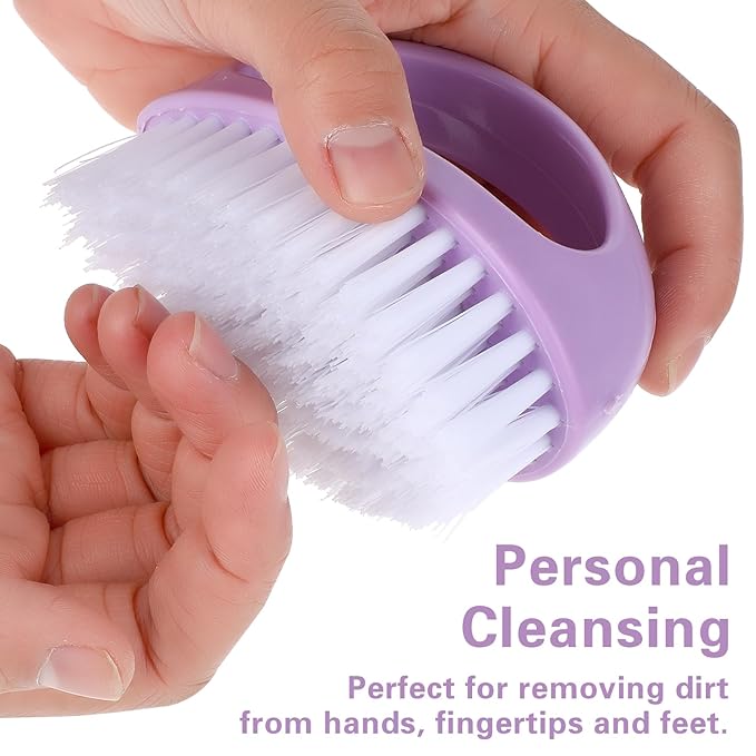 Hand Nail Brushes, 2pcs Grip Clean Heavy Duty Nail Brushes for Cleaning Fingernails Nylon Firm Stiff Bristles Deep Clean Scrubber for Mechanics Gardeners Hand Under Nails Toes(Green, Purple)