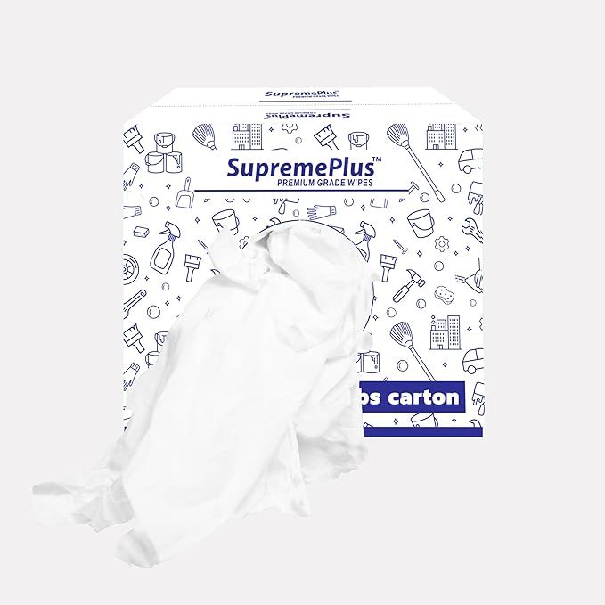 Premium White T-Shirt Cleaning Rags (10 lbs. Box) – White Cotton Rags for Cleaning, Staining, Painting, Oil, Grease & Dust Removal – Shop Rags Bulk for Multipurpose use