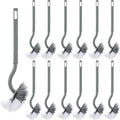 12 Pcs Curved Toilet Bowl Brush Bulk Bathroom Deep Cleaning Toilet Cleaner Scrubber Without Holder Handle Curved Brush Hanging Under Rim Household Cleaning for Bathroom(Gray)