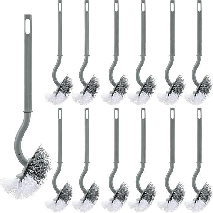 12 Pcs Curved Toilet Bowl Brush Bulk Bathroom Deep Cleaning Toilet Cleaner Scrubber Without Holder Handle Curved Brush Hanging Under Rim Household Cleaning for Bathroom(Gray)