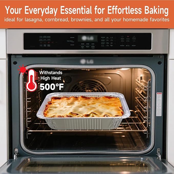 9x13 Aluminum Pans (30 Pack) – Disposable Half Size Aluminum Foil Pans for Cooking, Baking, Meal Prep, Parties & Food Storage