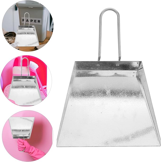 Toyvian Small Stainless Steel Heavy Duty Handheld Dustpan, Mini Portable Dust Pan for Household, Kitchen, Desktop and Outdoor Cleaning