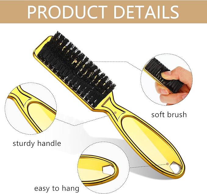 Patelai 12 Pcs Barber Clipper Brush Blade Trimmer Cleaning Brush for Fades Nail Neck Duster Manicure Salon(Gold)