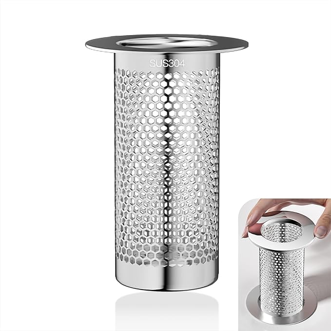 304 Stainless Steel Hair Catcher Bathroom Sink Drain Strainer Drain Filter (1 Piece, L-1)