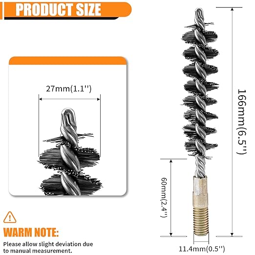 1Pc 25mm Diameter Round Tube Pipe Cylinder Bores Cleaning Stainless Steel Wire Brush