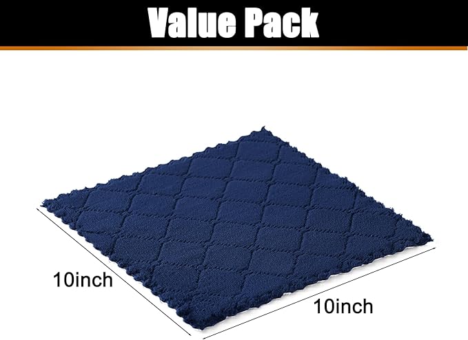 Mordimy 24 Pack Kitchen Cloths Dish Towels (10" x 10", Dark Grey & Navy Blue), Super Soft and Absorbent Dish Cloths, Coral Velvet Microfiber Cleaning Cloth, Nonstick Oil Fast Dry Dishcloths