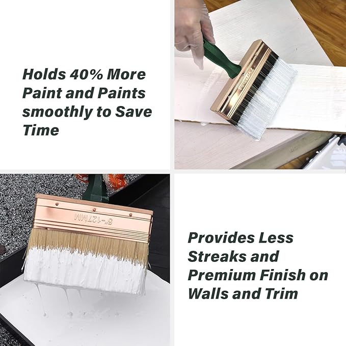 Deck Stain Brush, 8 Inch Deck Paint Brush with Threaded Handle for Extension Pole, Wide Large Brushes for Staining Wood, Fence, Walls, Lime Wash Paint Brush