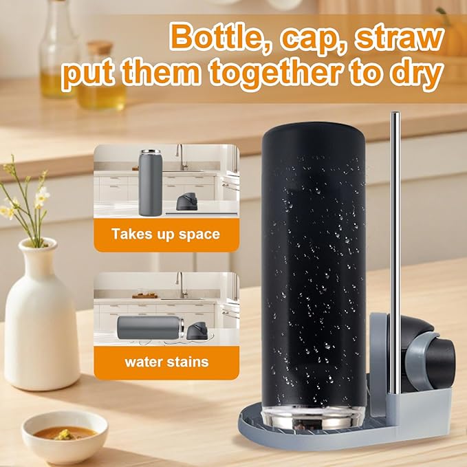 ( 2pcs)Silicone Water Bottle Boot and Bottle Drying Rack Compatible with Owala 32oz,Bottom Bumper Protector/Anti-Slip/Prevent scratches/Drying Rack Saves Space/Compatible with FreeSip Bottles,Black