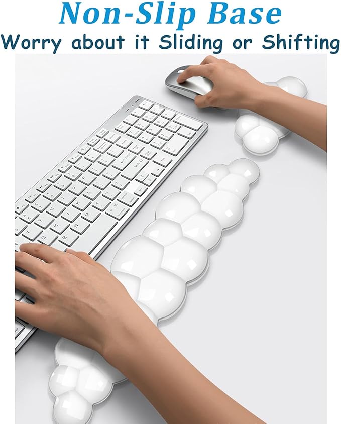 Gel Cloud Keyboard and Mouse Wrist Rest, Clear Cloud Wrist Rest for Keyboard, Cute Ergonomic Cloud Wrist Support for Typing Pain Relief, Green Cloud Wrist Rest for Office, Gaming, Computer, Laptop