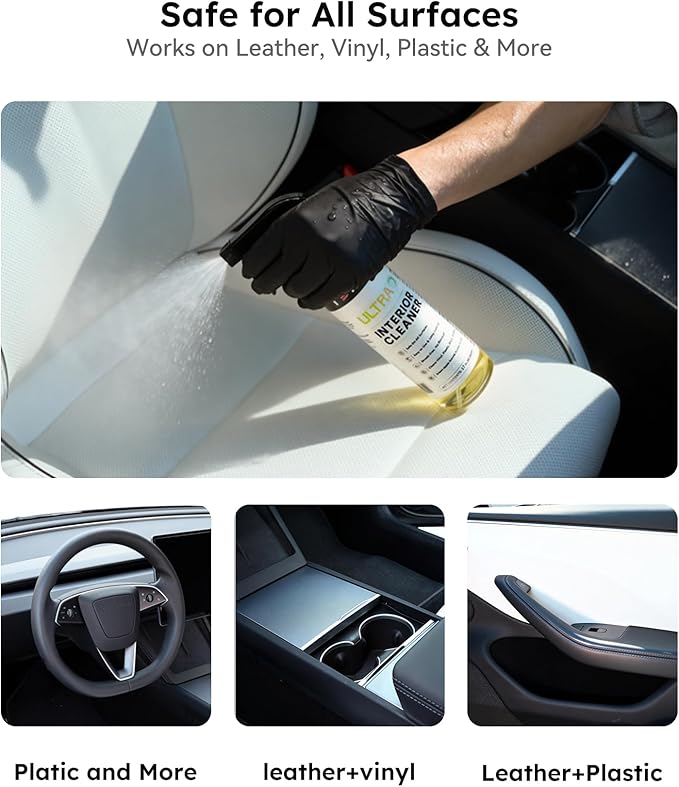 Ultra Car Interior, Seat & Upholstery Cleaner - Car Detailing Kit Removes Stains, Dirt, Oil & Grease, Safe for Leather, Vinyl, Plastic & More - Compatible with Cars, Trucks, SUVs, RVs (17Oz Apple)