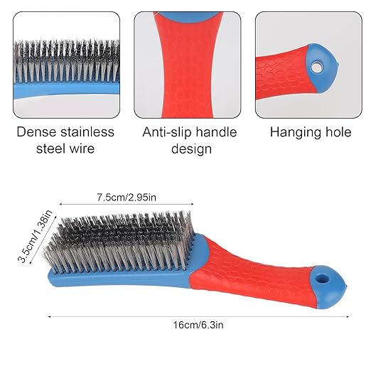 4pcs Small Wire Brushes with Curved Handles, Reinforced Bristle Heavy Duty Stainless Steel Wire Scratch Brush Practical Cleaning Tools for Grill & Industrial Cleaning