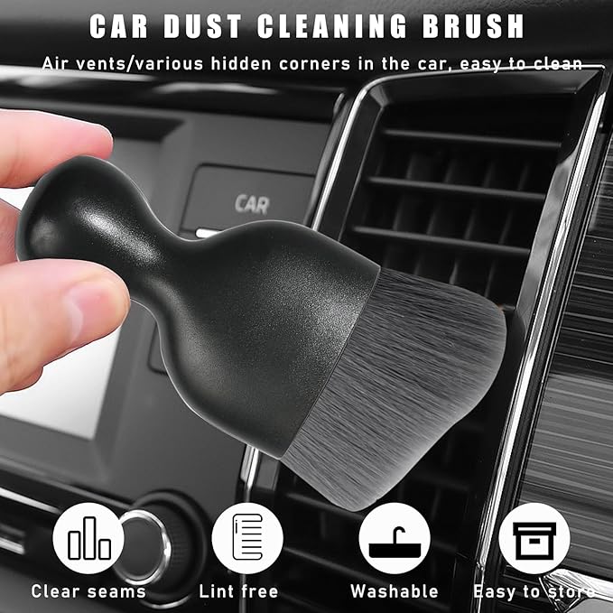 2PCS Car Interior Dust Brush, Soft Scratch Free Auto Detailing Brushes, Universal Vehicle Interior Cleaning Tool for Automotive Dashboard, Air Vents, Leather (Gray)