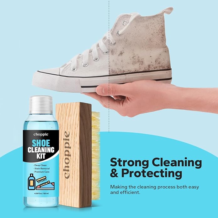 Choppie 2-in-1 Shoe Cleaner Kit (4.06 Fl Oz Shoe Cleaner + Shoe Brush), Suede Shoe Cleaner, Shoe Cleaning Kit for Sneakers, Suede, Leather, Mesh Shoes, and Tennis Shoes