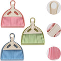 Mini Dustpan and Brush Set Portable Small Broom with Dust Pan Handheld Hangable Whisk Broom and Dust pan for Home, Kitchen, Table, Office, Car 3Pcs (Blue-Green-Pink)