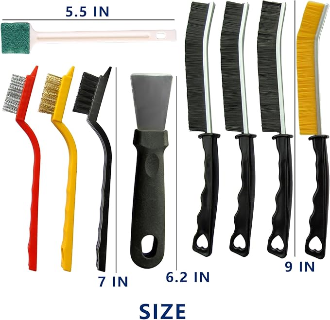 9Pcs Crevice Cleaning Brush Set,Hard Bristle Cleaning Brushes for Fan Blades, Screen Mesh, Floor, Appliance Gaps