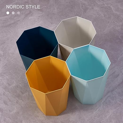 Bathroom Trash Can 1.8 Gallon Small Garbage Can Waste Basket for Bedroom Office Dorm, 2 Pack Blue Black