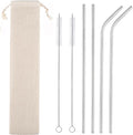 Set of 4 Reusable Metal Straws, 10.5'' Long Stainless Steel Straw with Cleaning Brushes and Case, Drinking for 30 oz and 20 oz Tumblers.