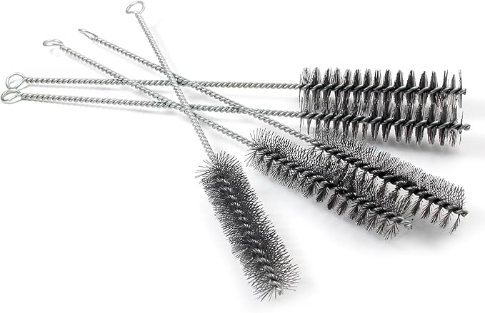Utoolmart Wire Tube Brushes, Stainless Steel Bottle Bristle Cleaning Spiral Power Pipe Brush, 1.0-inch Diameter 12-inch Long-Handle Cleaner for Auto Parts, Bottles, Tubes, Keyboards,Glass 5pcs